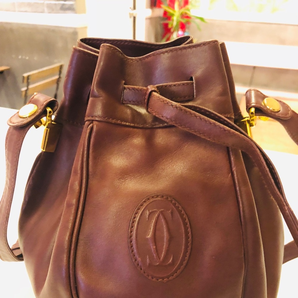 Authentic vintage leather Cartier bag